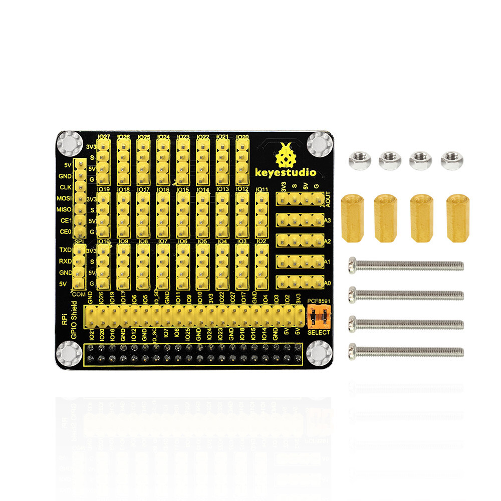 Keyestudio RPI GPIO Shield kompatibel med Raspberry Pi med PCF8591 AD-DA