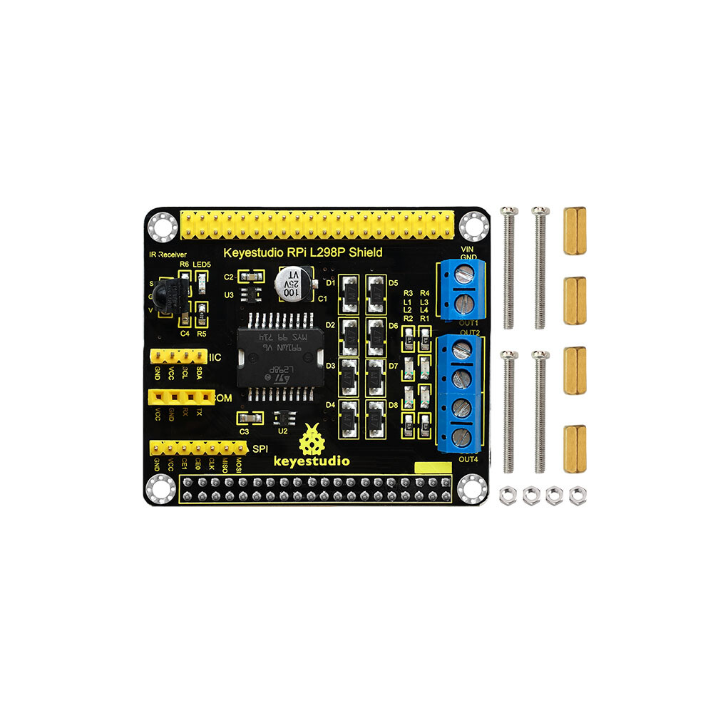 Keyestudio L298P Motorstyringsskjold Kompatibelt med Raspberry Pi Arduino