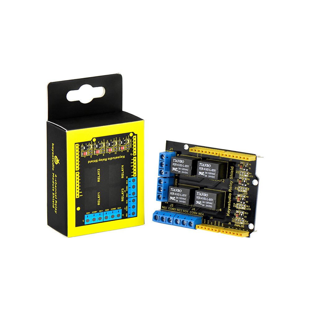 Keyestudio Relæskjold 4 Kanal 5V Modul til Arduino UNO R3