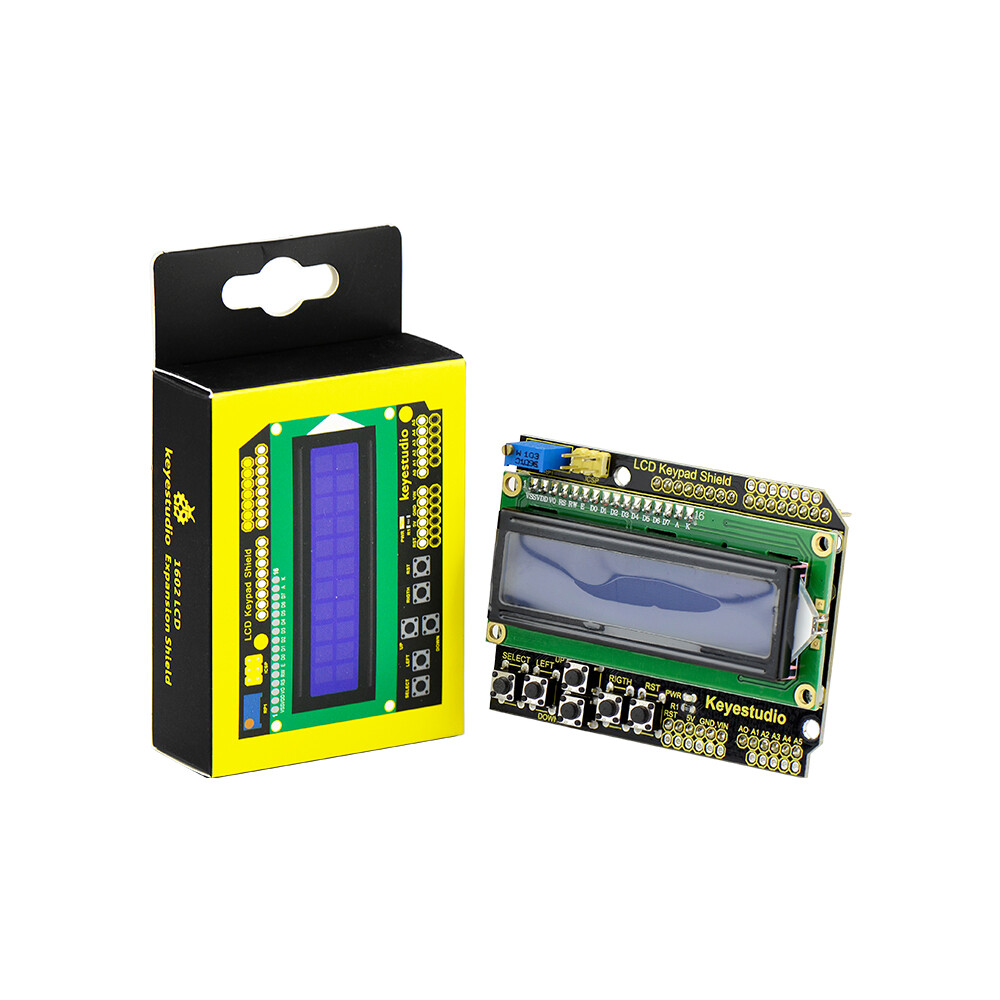 Keyestudio 1602LCD tastatur shield kompatibel med Arduino UNO, blå, sort, baggrundslys