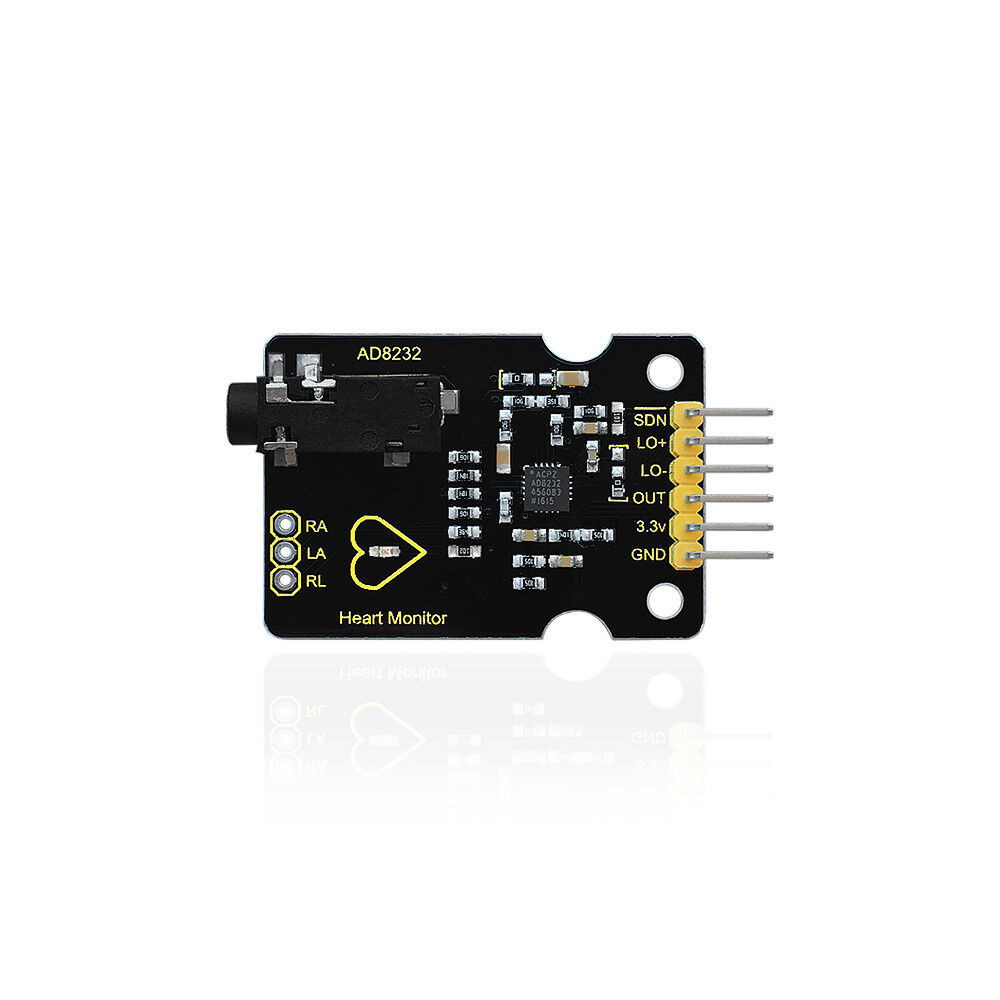 Keyestudio AD8232 ECG-målingshjerteovervågningssensormodul til Arduino UNO R3