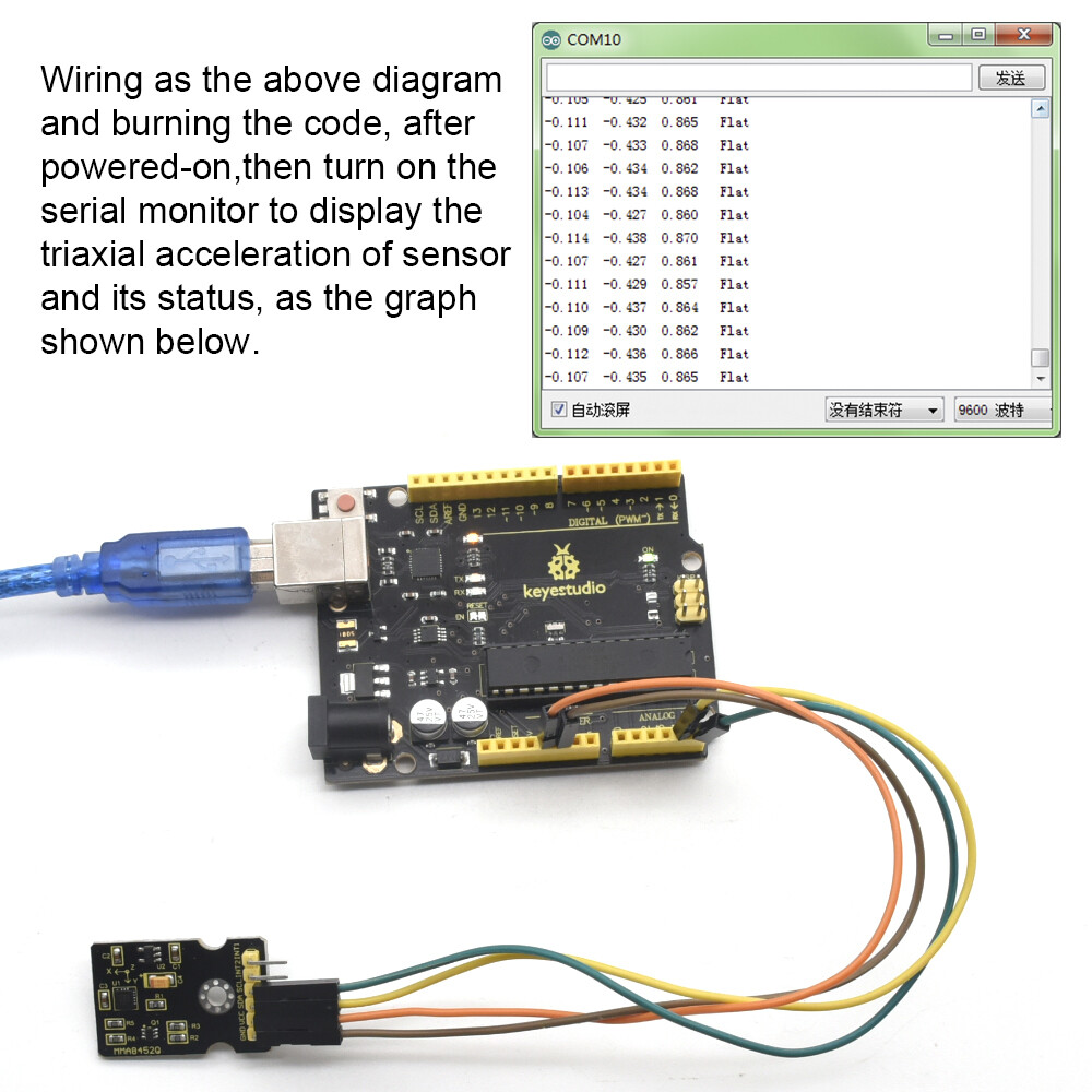 Keyestudio MMA8452Q Modul, dreirosisk digital accelerations- og hældningssensor til Arduino