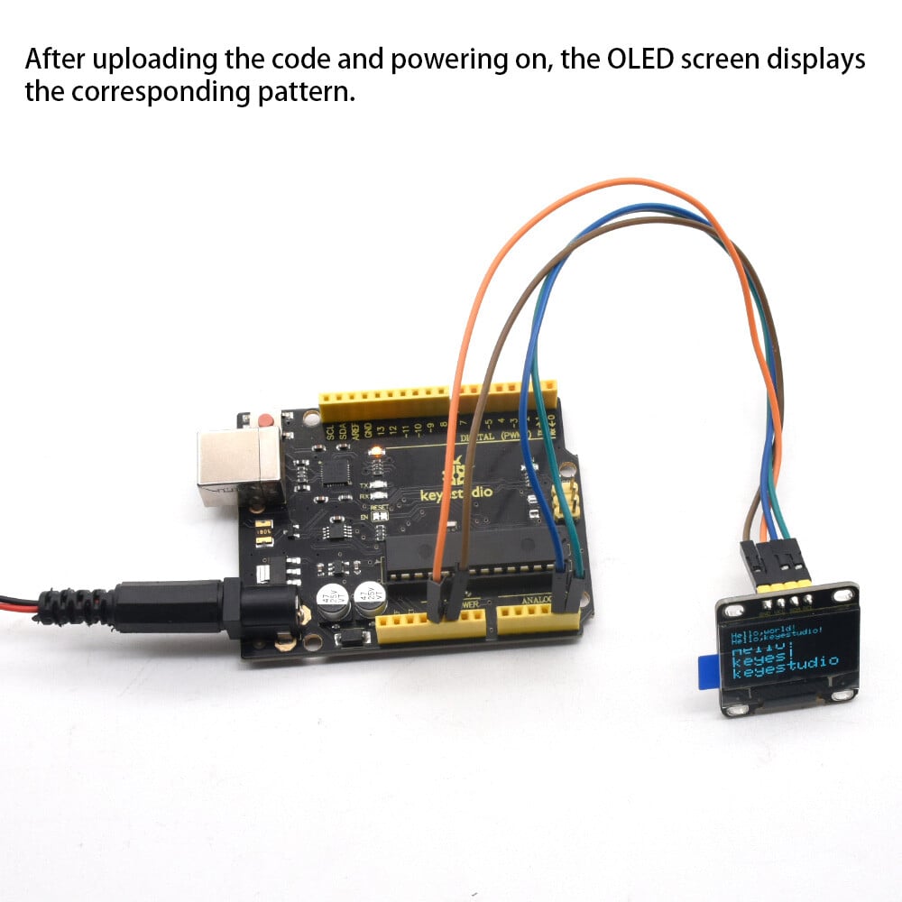 Keyestudio 0,96 Zoll OLED-displaymodul 128x64 Blåt I2C til Arduino