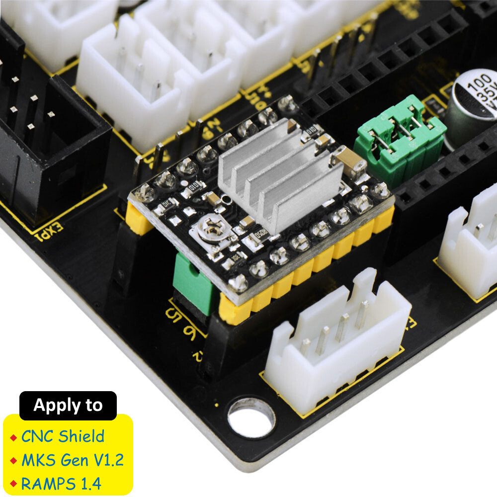 Keyestudio A4988 Reprap Stepmotor-driver med køleplade til Arduino 3D-printer RAMPS1.4