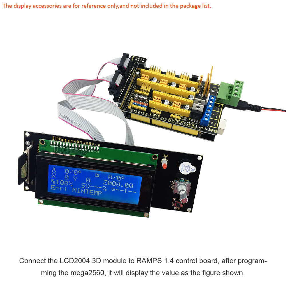 Keyestudio LCD2004 Display 3D-modul til Arduino 3D-printer SD-kortslot Kabel
