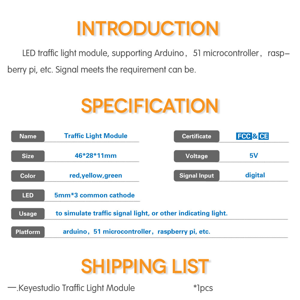 Keyestudio Trafiklysmodul til Arduino Raspberry Pi