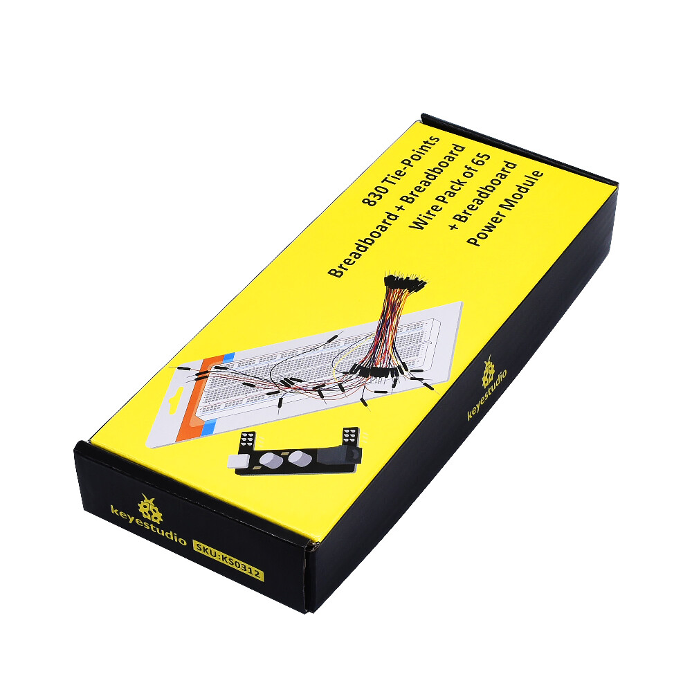 Keyestudio Breadboard-sæt til Arduino, Strømforsyning + Breadboard + Jumperled