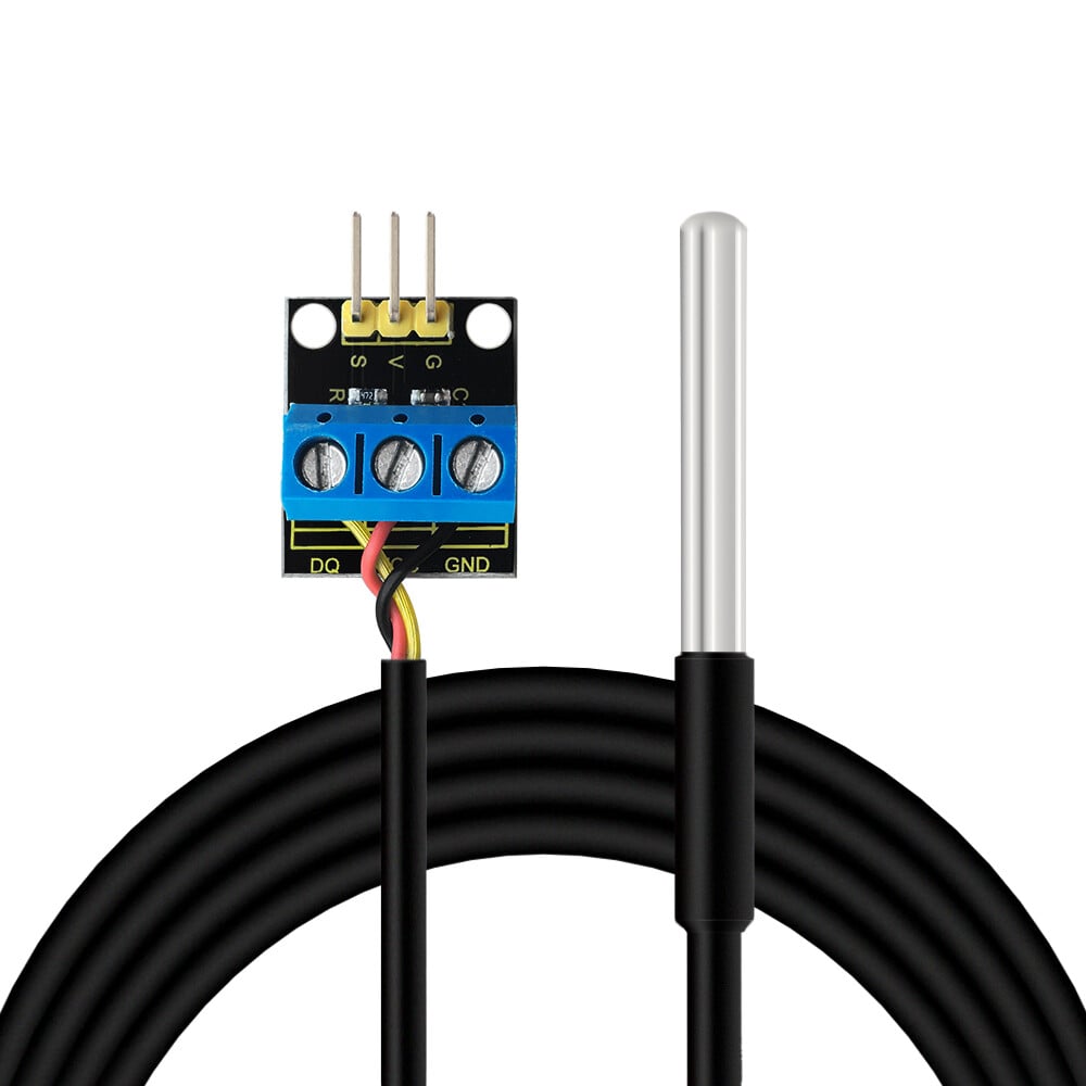 Keyestudio DS18B20 Temperatursensor 1m Vandtæt rør med forbindelsesmodul