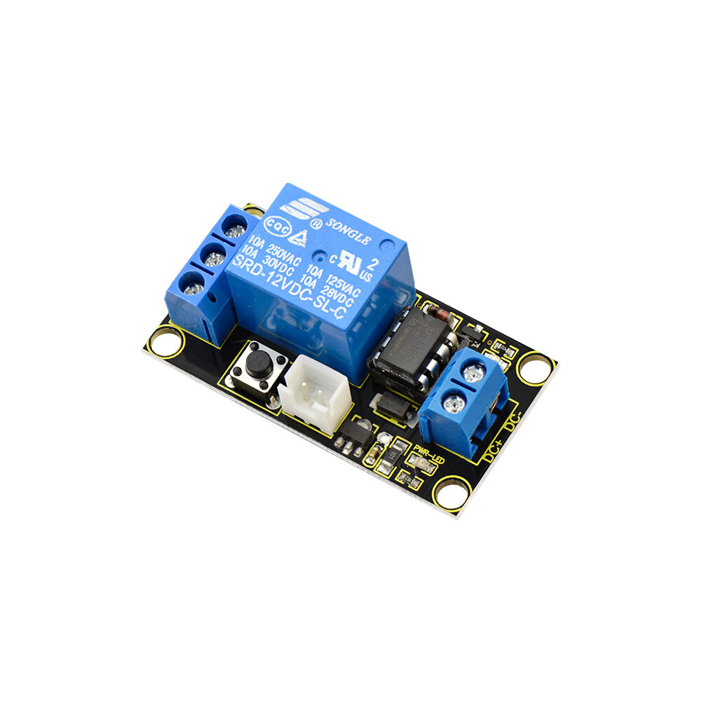 Keyestudio 1-kanals 12V relæmodul til Arduino med knapstyring
