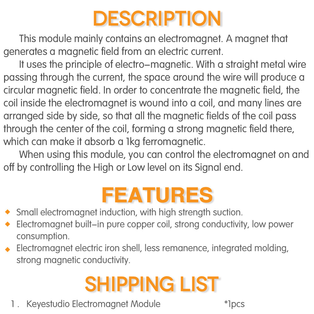 Keyestudio Elektromagnetmodul für Arduino DIY-Projekte 5VDC