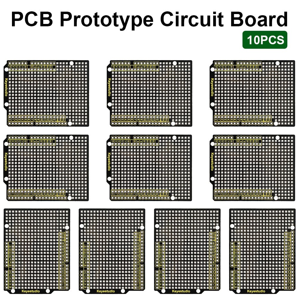 Keyestudio Prototypedrevet printplade til Arduino UNO R3, huller med 2,54 mm afstand