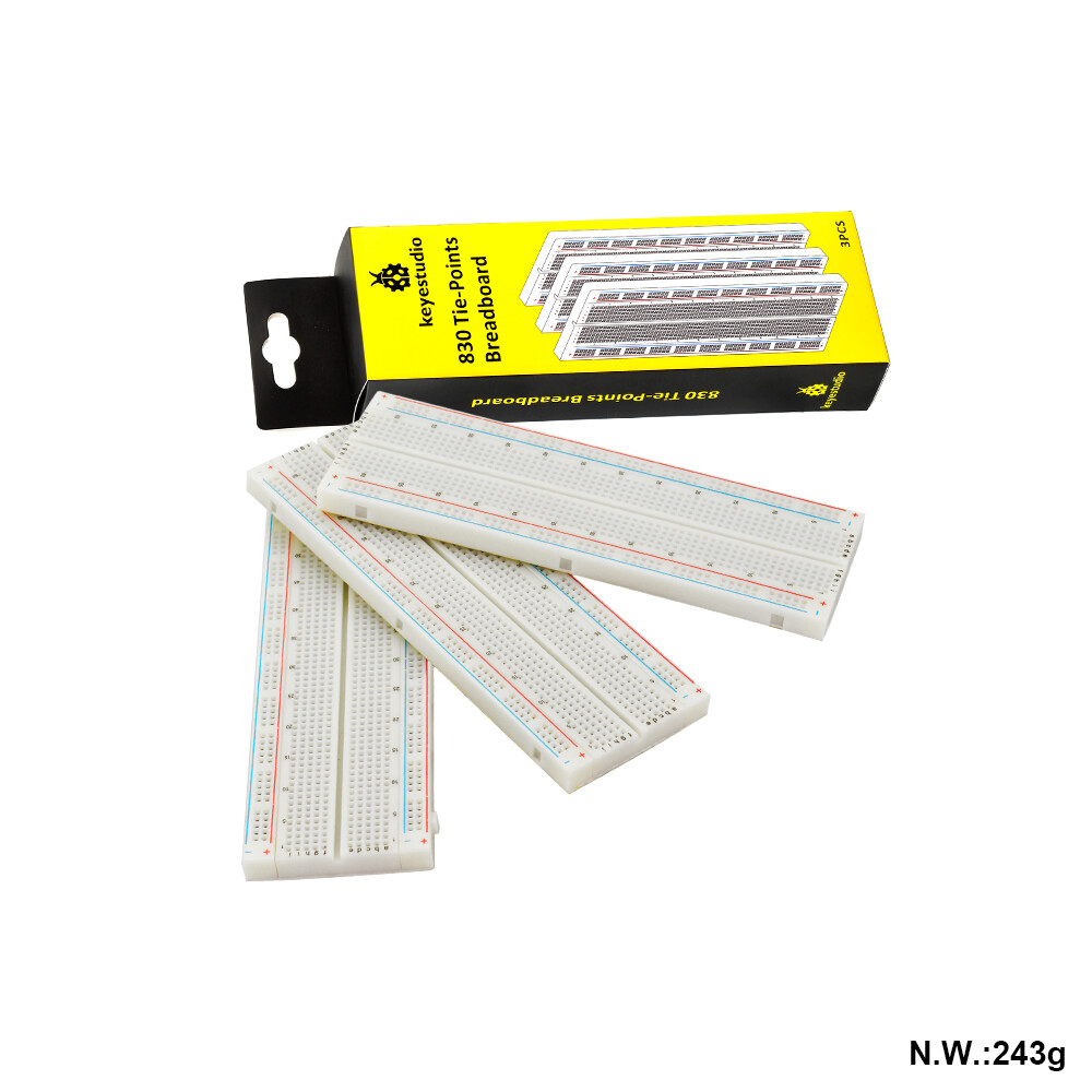 Keyestudio 3x Breadboard 830 Point Breadboard MB-102 for Arduino, uden lodning