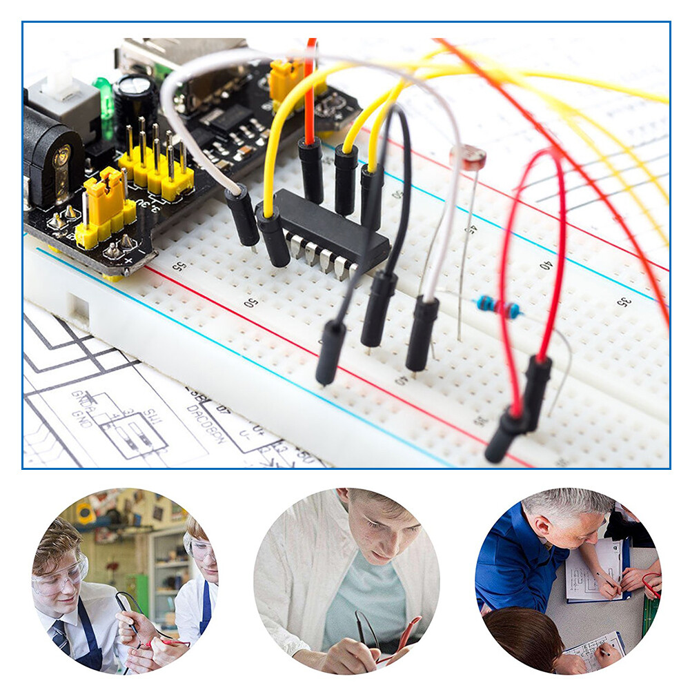 Keyestudio DIY-sæt til Arduino med strømforsyning 3,3 V/5 V, 830 punkters breadboard, 65 x jumperkabler