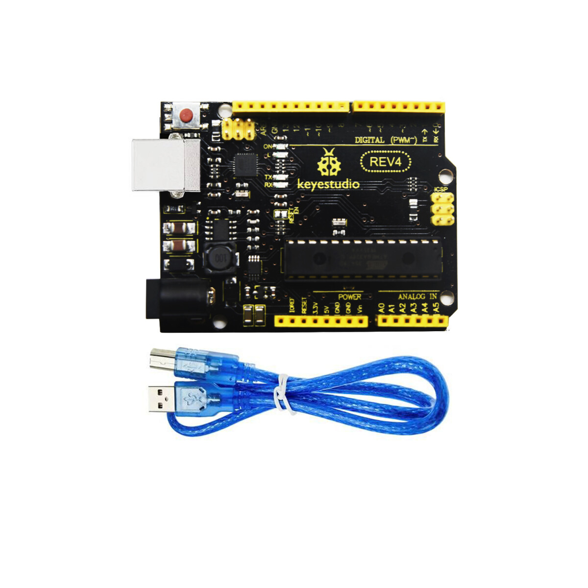 Keyestudio REV4 Board kompatibel med Arduino UNO ATmega328P-PU med USB-kabel