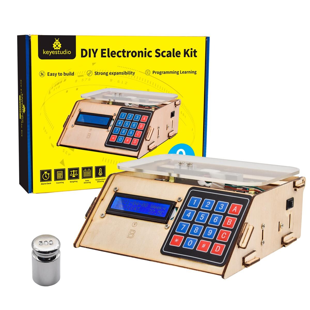 Keyestudio Elektronisk vægt kit 5KG digital belastningscelle vægt sensor HX711 til Arduino DIY programmering elektronisk kit STEM