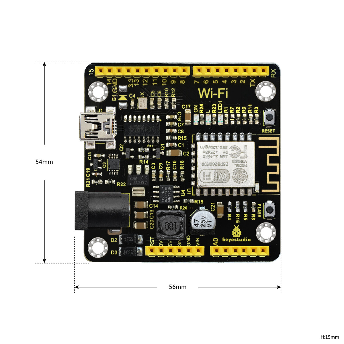 Keyestudio ESP8266-12F WiFi udviklingskort med Arduino support RTOS