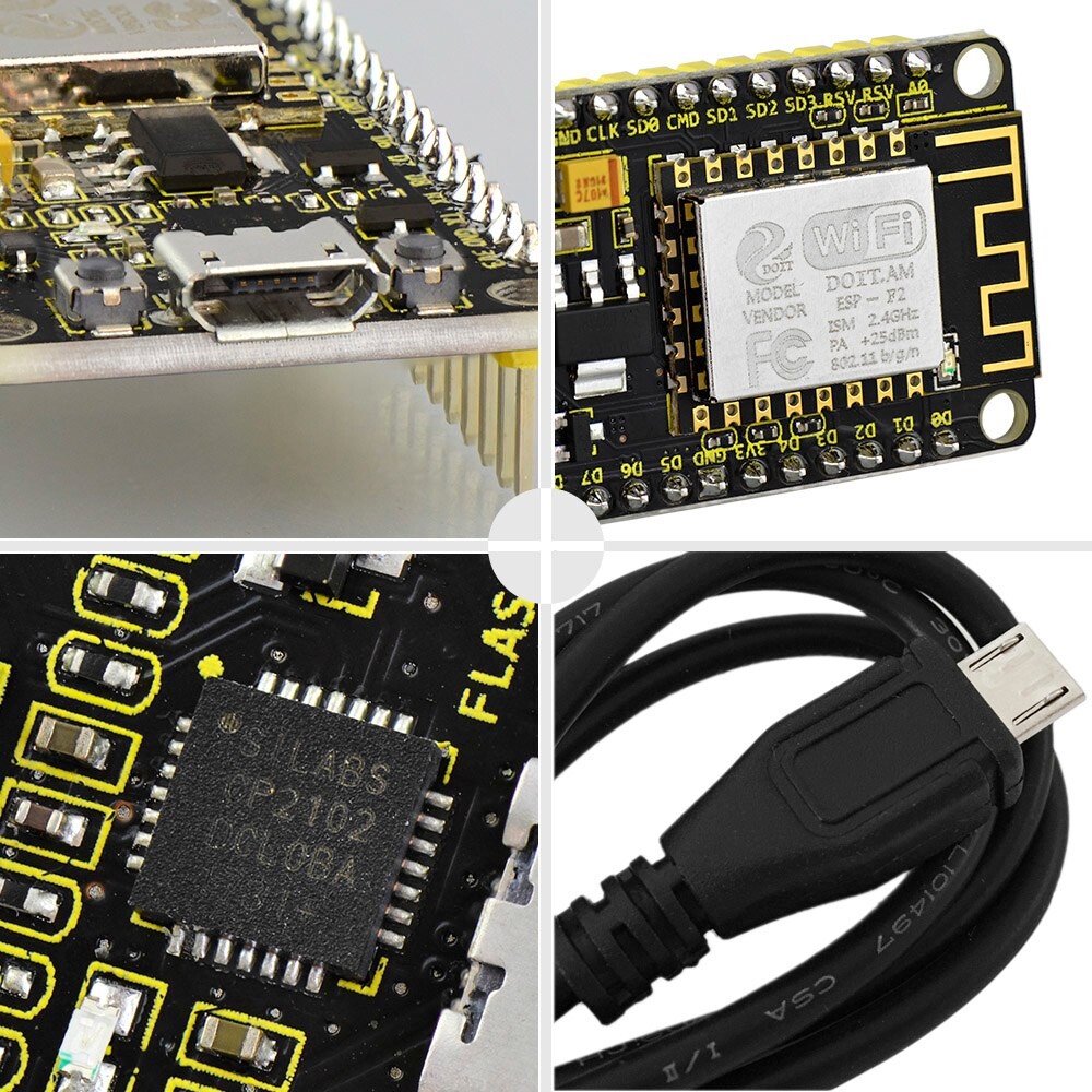 Keyestudio ESP8266 WI-FI Udviklingskort CP2102-GMR til Arduino med kabel