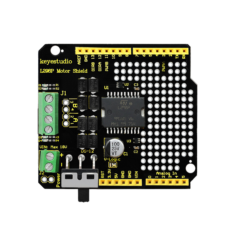 Keyestudio L298P DC Motordriver-skærm til Arduino UNO R3 med strømafbryder