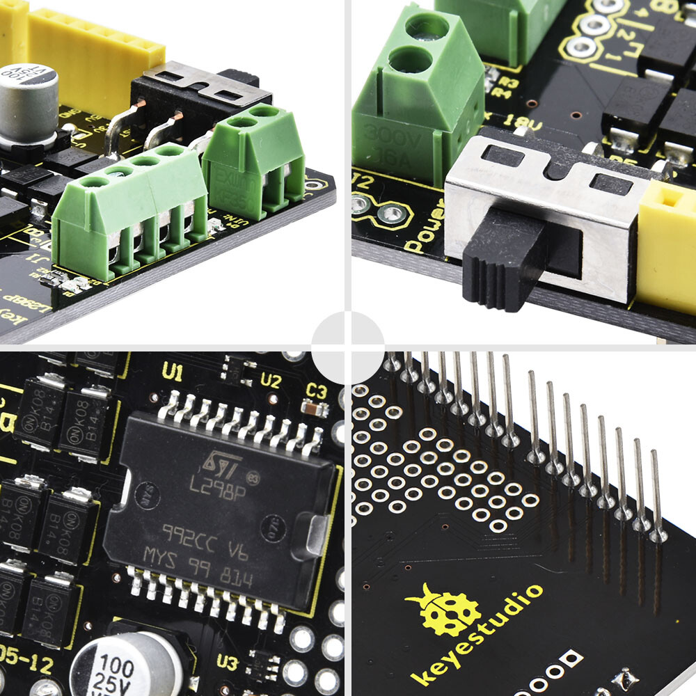 Keyestudio L298P DC Motordriver-skærm til Arduino UNO R3 med strømafbryder