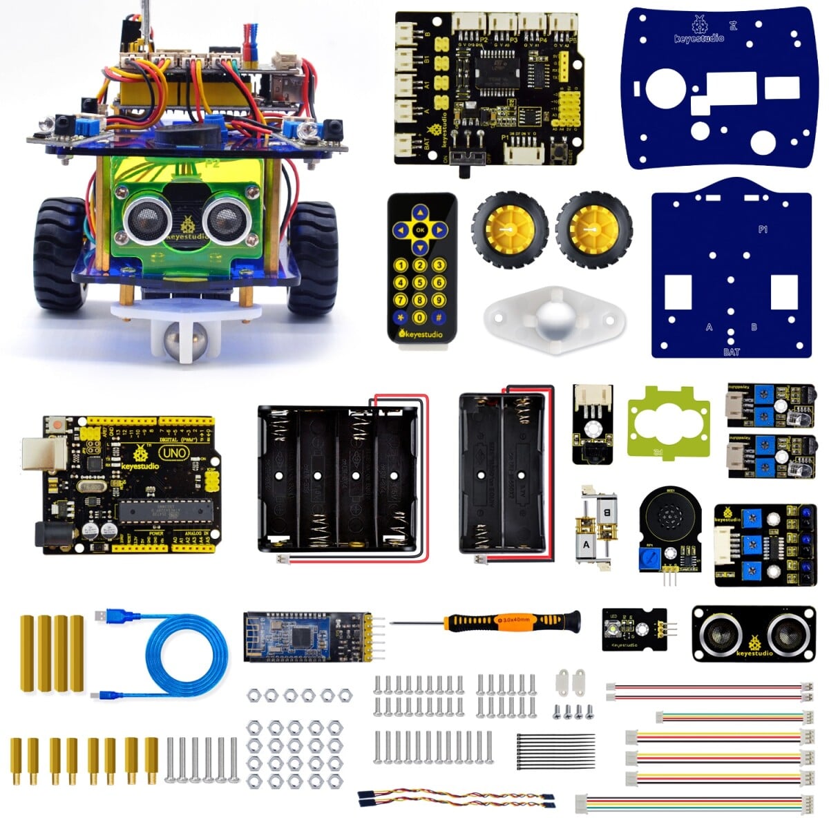 Keyestudio Desktop Mini Bluetooth Smart Robot Car Kit V3.0 for Arduino Robot STEM Mixly