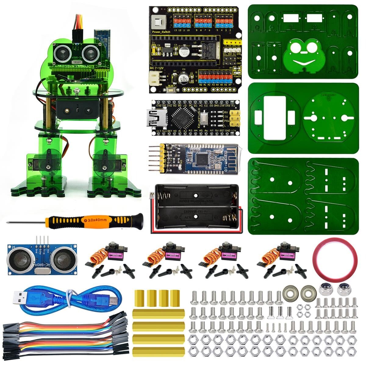 Keyestudio DIY 4-DOF Frog Robot Kit til Arduino Nano, APP-styring