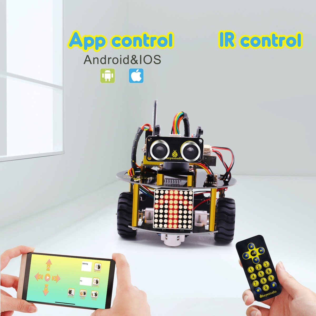 Keyestudio Smart Little Turtle Robot V3.0 til Arduino Robot STEM/Support IOS & Android APP kontrol