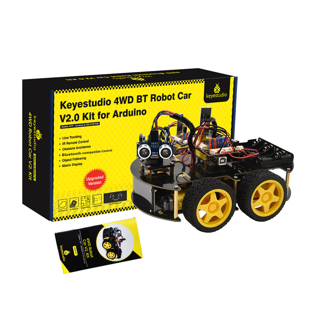 Keyestudio 4WD Multi BT Robot Car Kit Opgraderet V2.0 W/LED display til Arduino Robot Stem EDU Programmeringsrobotbil/DIY