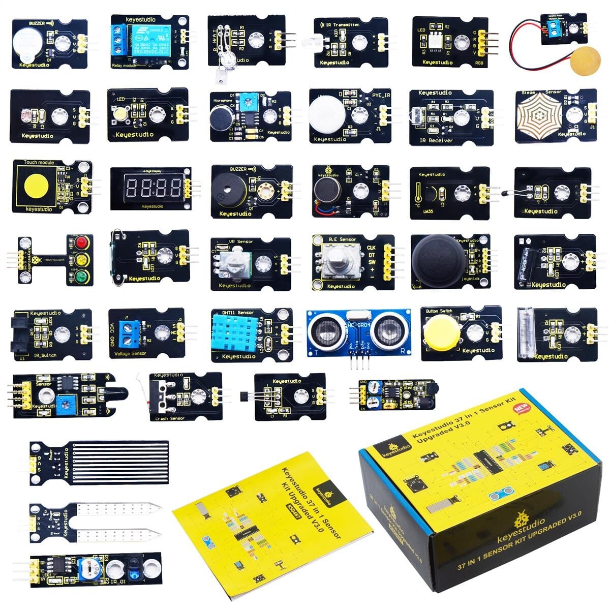 Keyestudio 37-i-1 Sensor Kit V3.0 til Arduino Starter Kit med gaveæske
