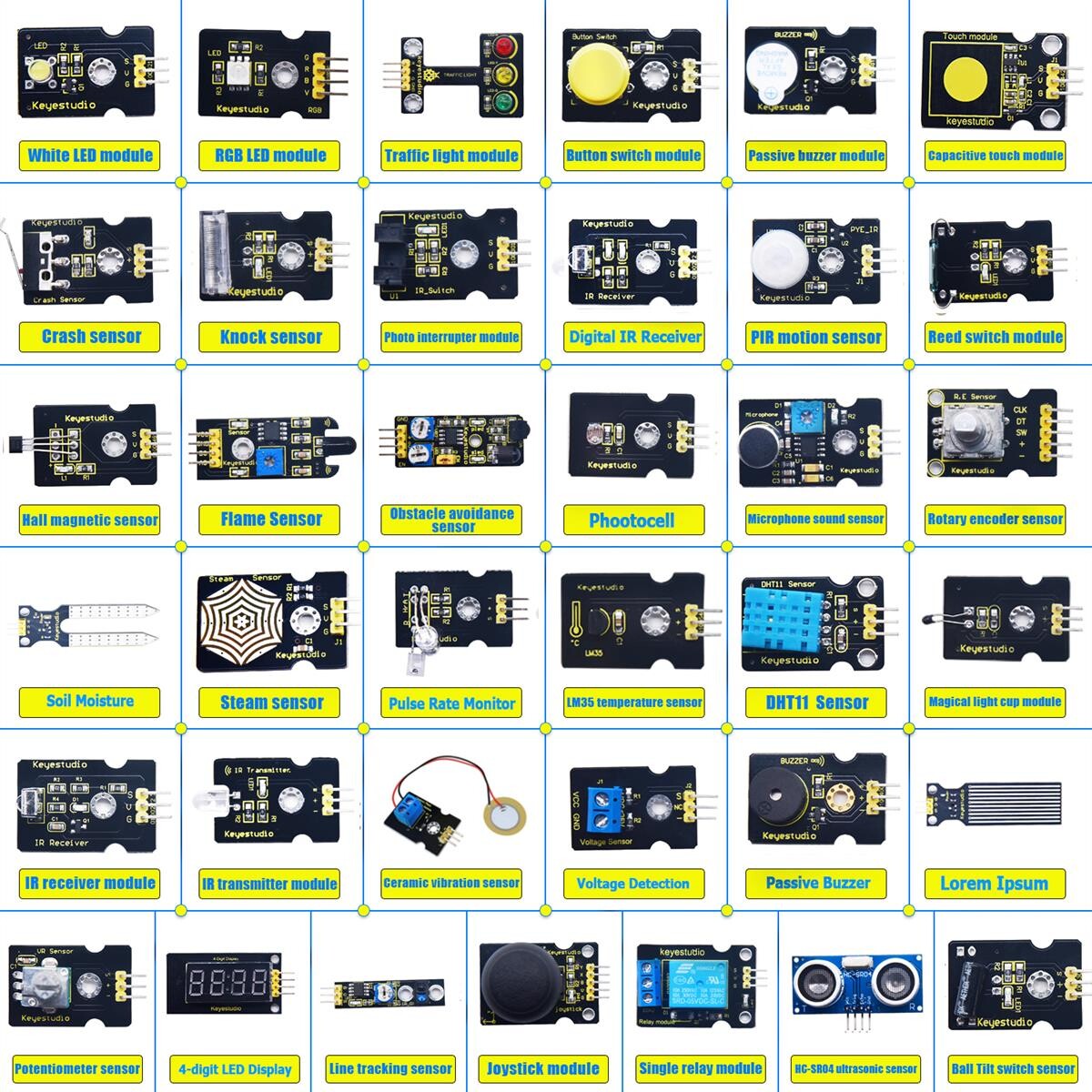 Keyestudio 37-i-1 Sensor Kit V3.0 til Arduino Starter Kit med gaveæske
