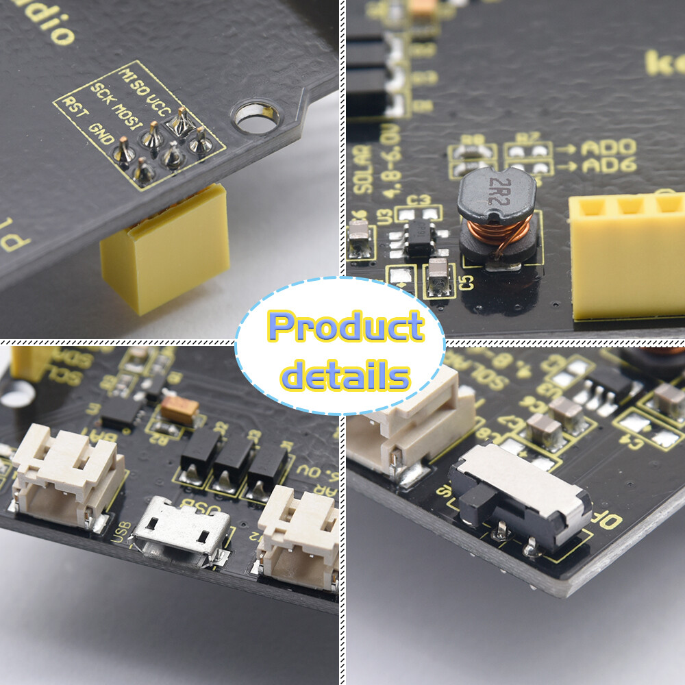 Keyestudio Solar Charger Shield for Arduino Uno genopladeligt batteri