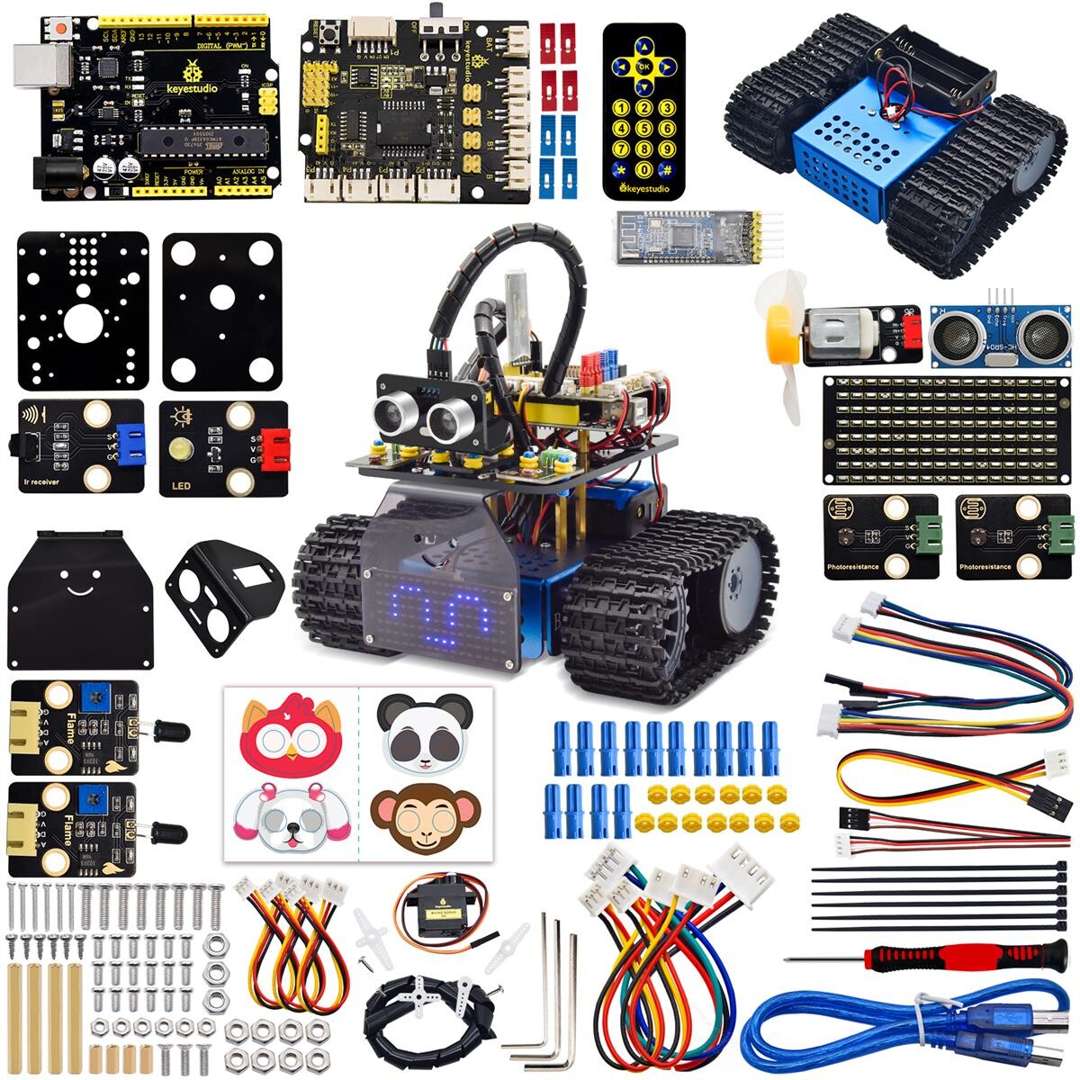 Keyestudio Mini Smart Tank Robot V3.0 Kit Til Arduino Robotbil DIY Programmerbar STEM-legetøj Kompatibel med Arduino & Mixly