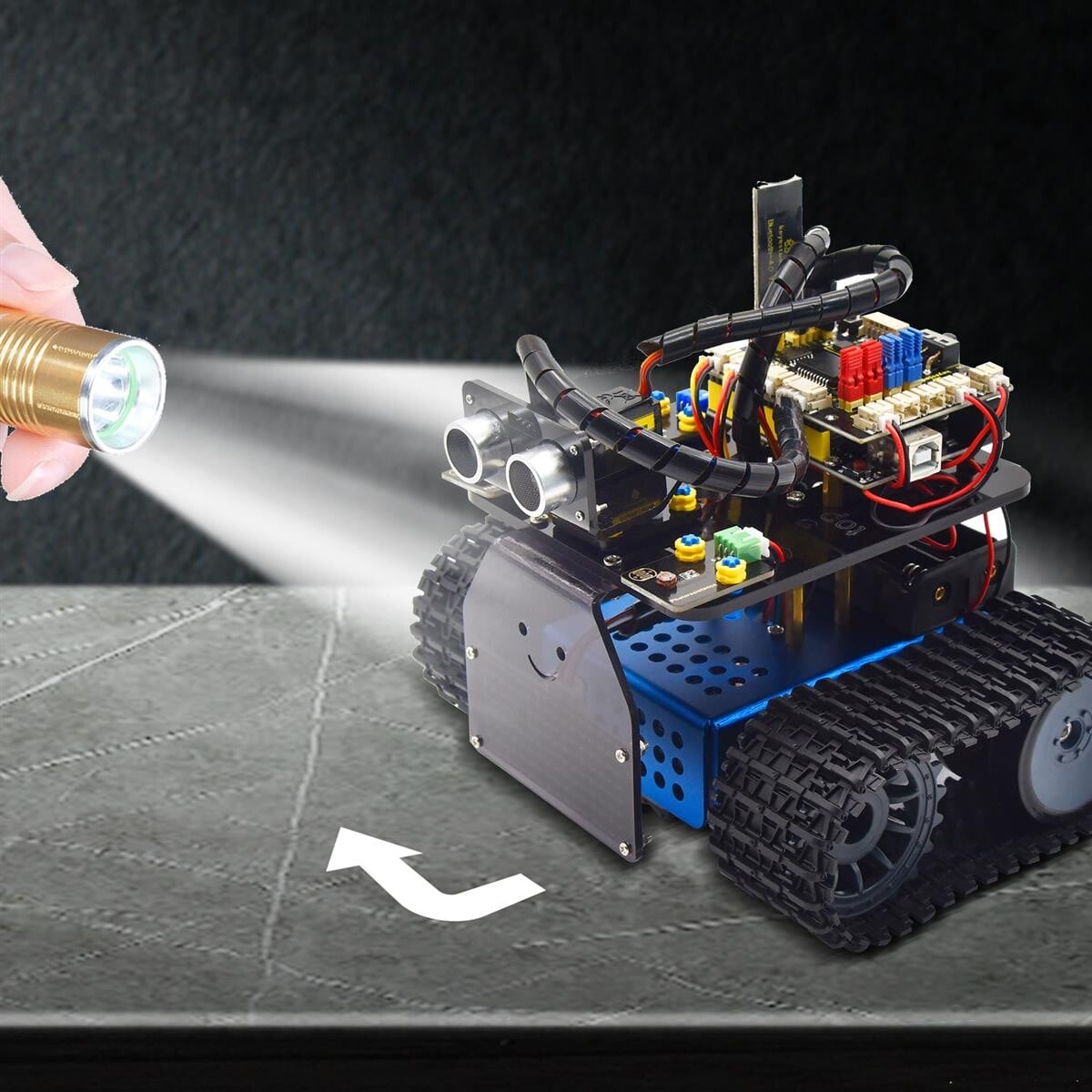Keyestudio Mini Smart Tank Robot V3.0 Kit Til Arduino Robotbil DIY Programmerbar STEM-legetøj Kompatibel med Arduino & Mixly