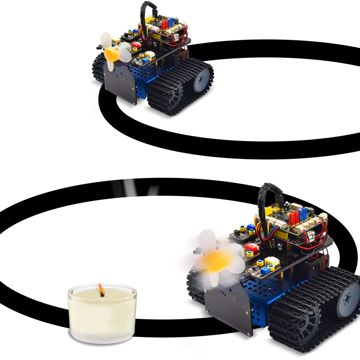 Keyestudio Mini Smart Tank Robot V3.0 Kit Til Arduino Robotbil DIY Programmerbar STEM-legetøj Kompatibel med Arduino & Mixly