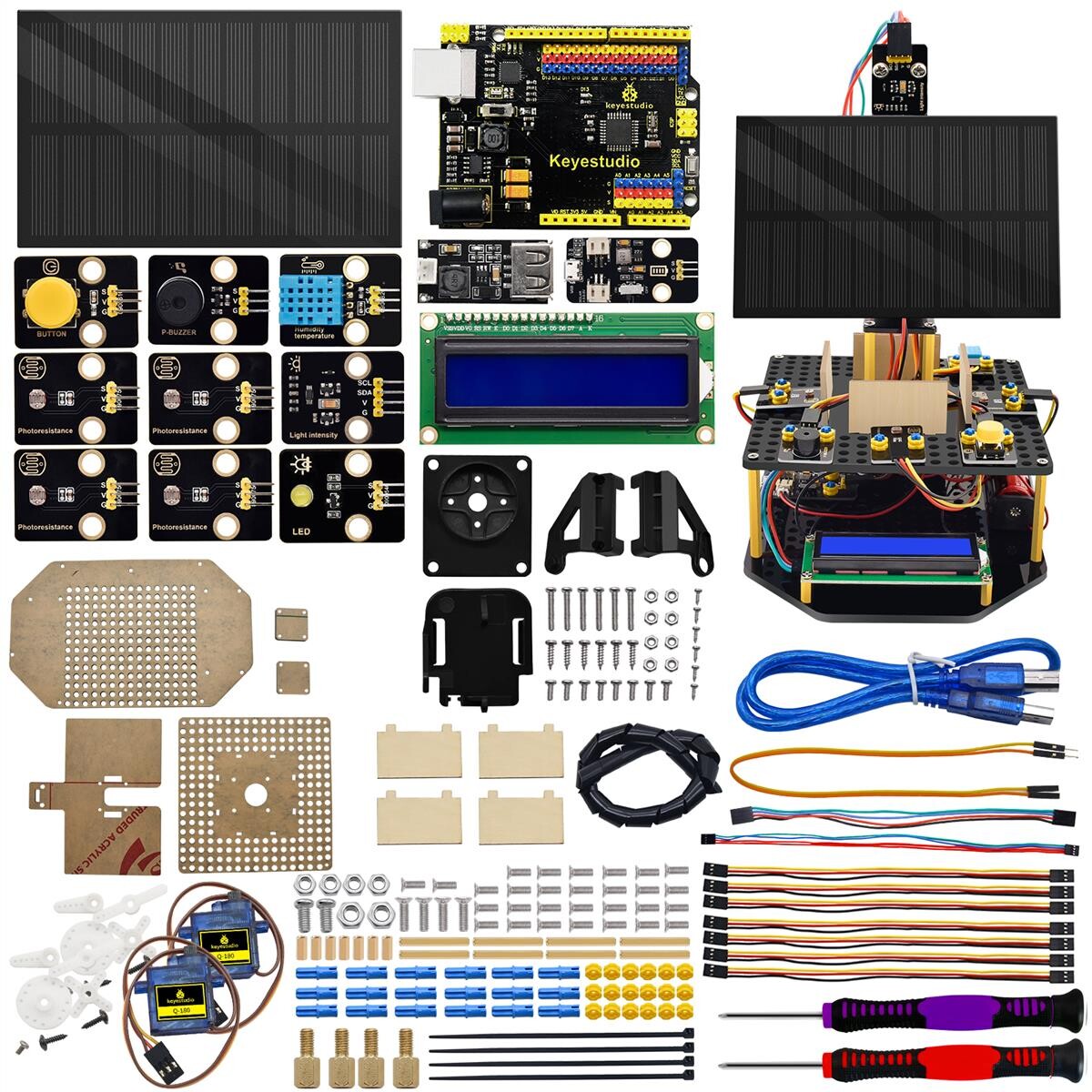 Keyestudio Akryl Smart Solar Tracker System Sporingsstarterkit til Arduino STEM programmeringslegetøj DIY Mobiltelefonopladning