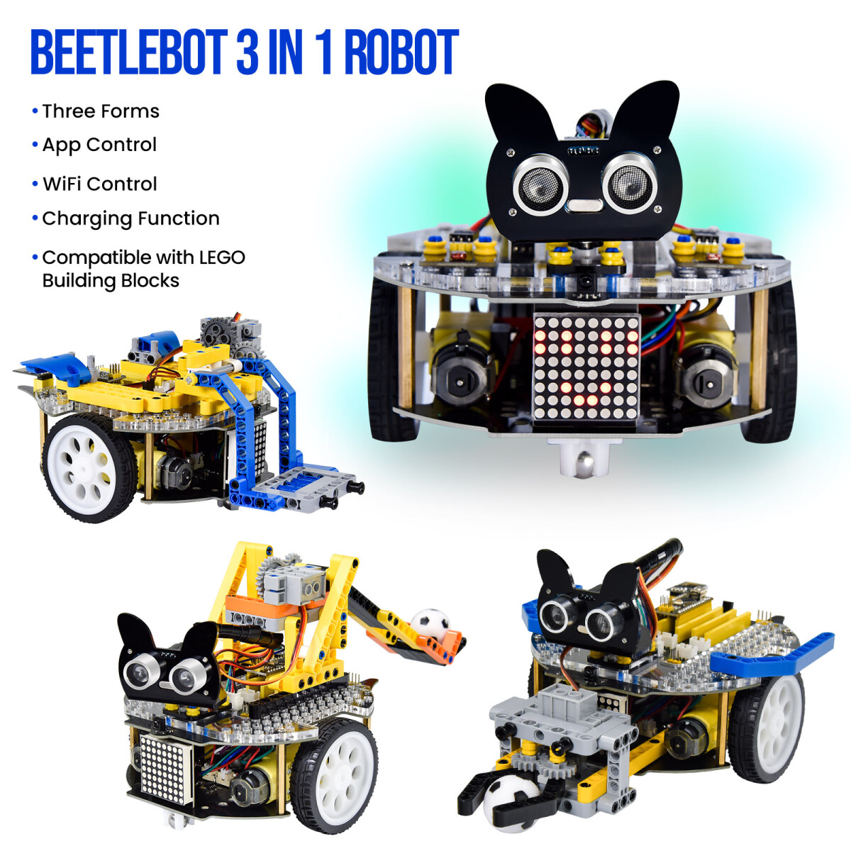 Keyestudio Beetlebot 3-i-1 Robot til Arduino STEM uddannelse