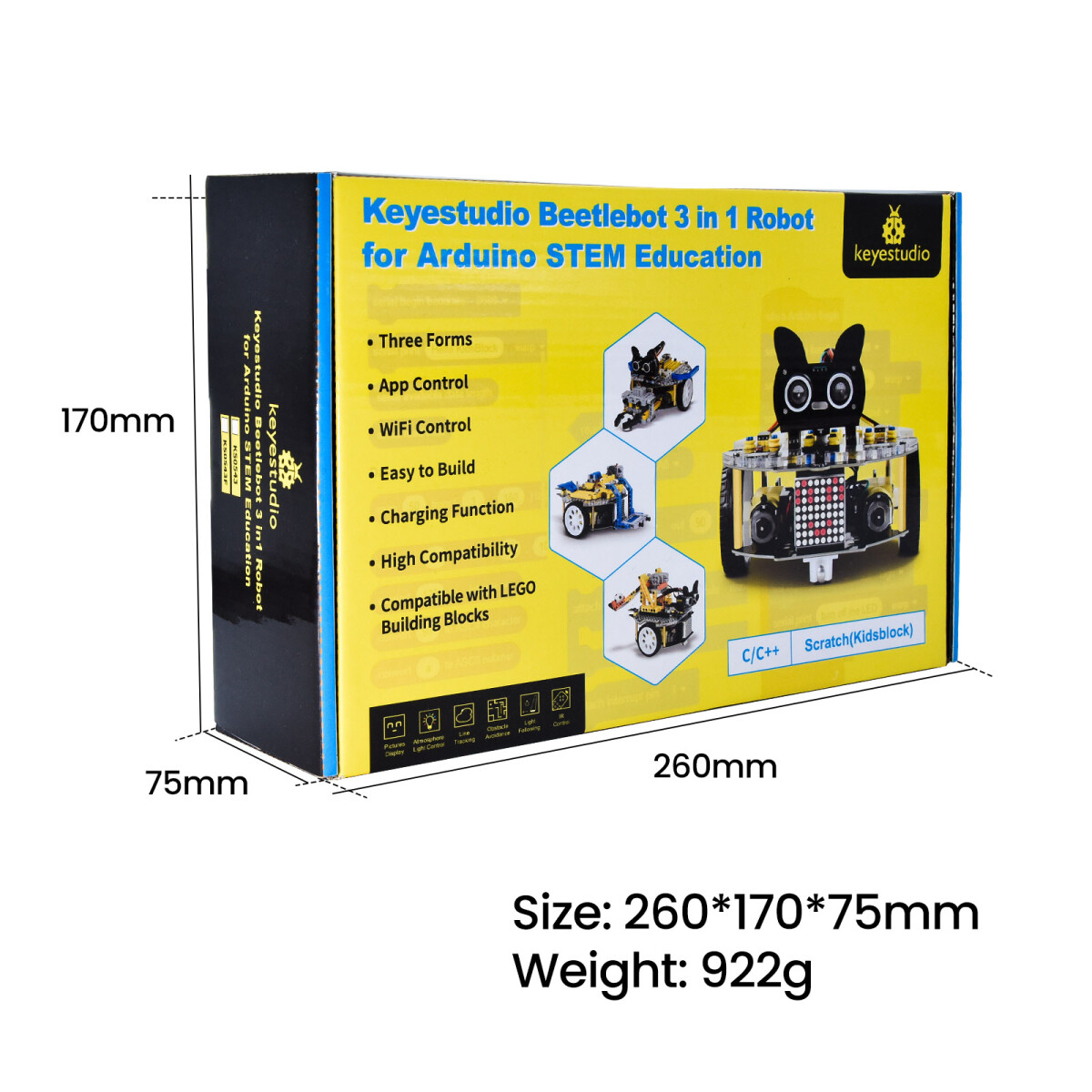 Keyestudio Beetlebot 3-i-1 Robot til Arduino STEM uddannelse
