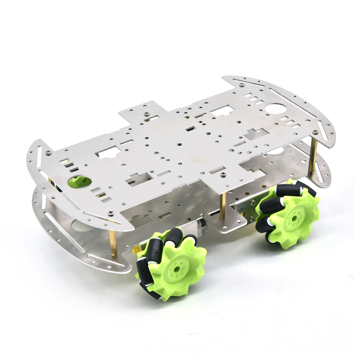 Keyestudio 4WD Mecanumhjul Robot Chassi Kit, dobbeltlag aluminiumkrop, 4 hjul, kreativ uddannelse, gør-det-selv