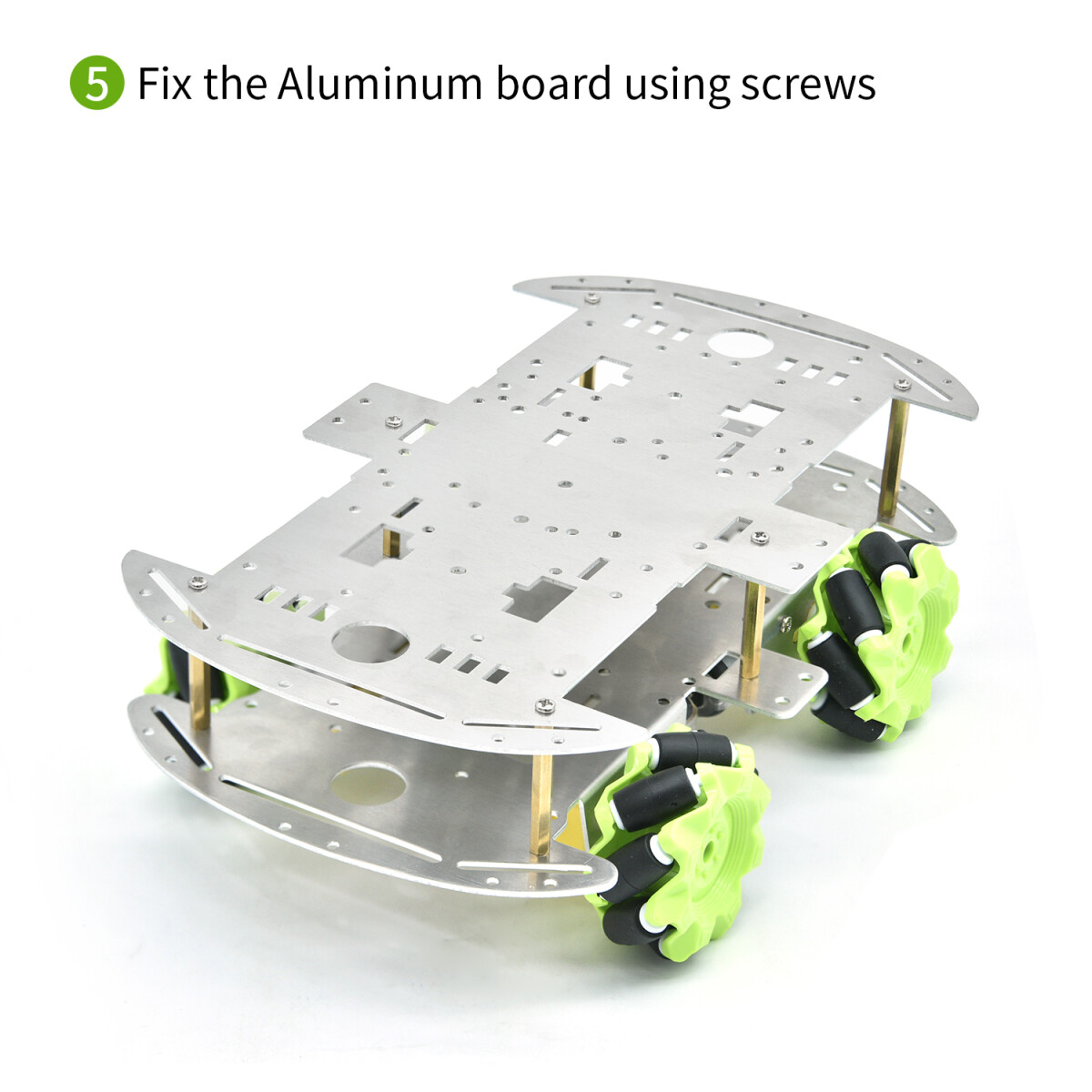 Keyestudio 4WD Mecanumhjul Robotvogn Chassis Kit, enkeltlags aluminiumkrop, 4 hjul, kreativ uddannelse, DIY