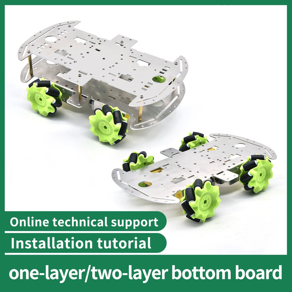 Keyestudio 4WD Mecanumhjul Robotvogn Chassis Kit, enkeltlags aluminiumkrop, 4 hjul, kreativ uddannelse, DIY