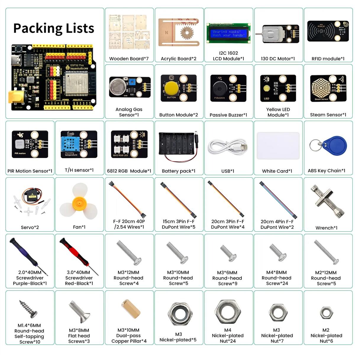 Keyestudio IoT Smart Home Kit ESP32 Starter Kit til elektronisk DIY STEM-uddannelse