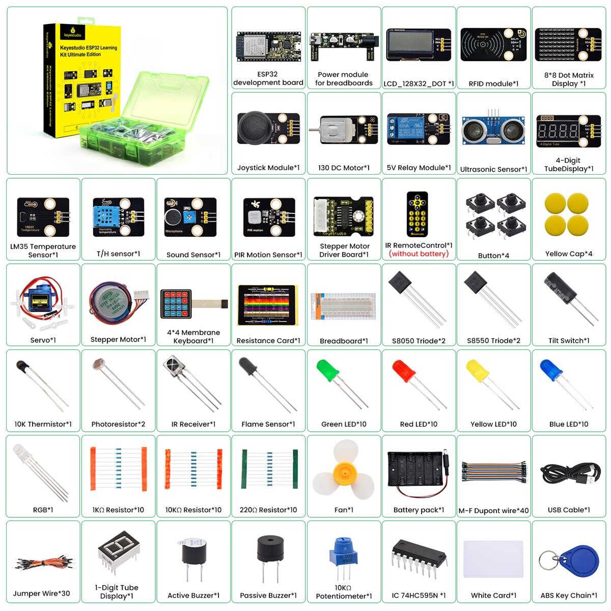 Keyestudio ESP32 Learning Kit Ultimate Edition Starter Module Kit DIY Programmeringskit