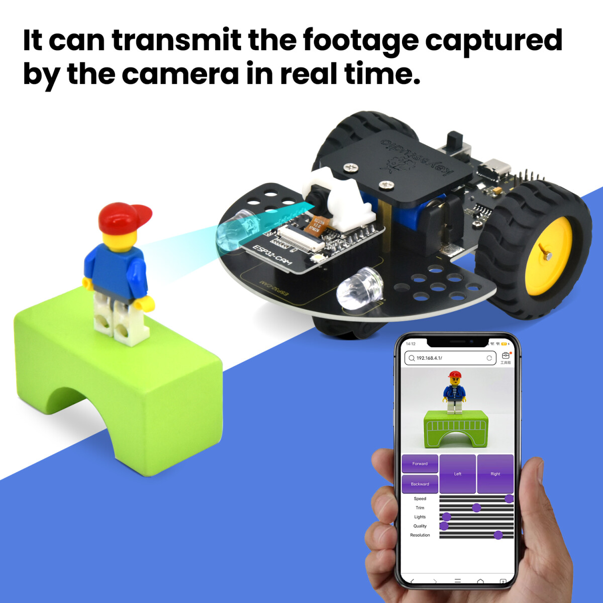 Keyestudio ESP32-CAM Visuelt Smart Car til Arduino Robot Kit