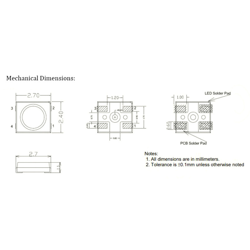 10x Micro 2427 RGB LED'er med integreret driverchip SK6805