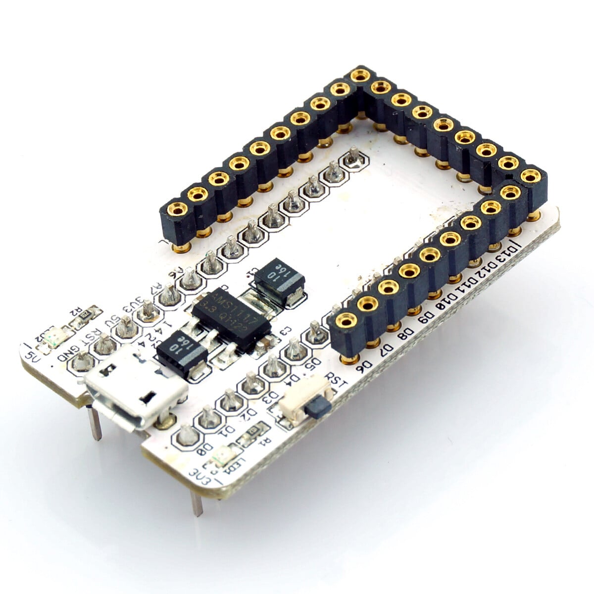 Microduino Shield Plug, 2,45 Pitch Row Female Connector, 3,3V UPIN27 Onboard microUSB