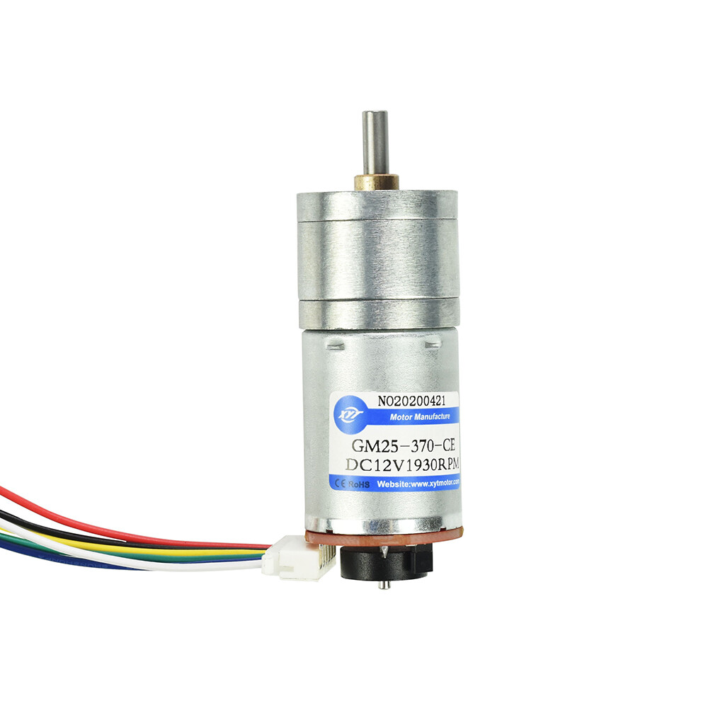 XYT 6V Mini DC Motor, Gleichstrom Getriebemotor, JGA25-370 Stirnradgetriebemotor, 170rpm med Encoder