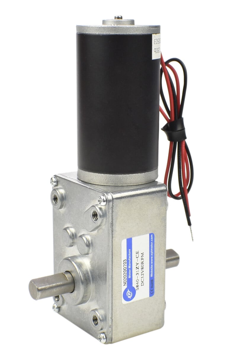 XYT 12V DC Motor, Gleichstromgetriebemotor, 5840-31ZY, Schneckengetriebemotor, 80rpm med dobbelt udgangsakse.