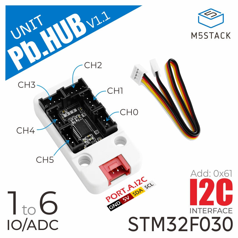 M5Stack I/O Hub 1 til 6 Udvidelsesenhed (STM32F0) I2C