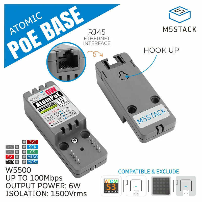 M5Stack ATOMIC PoE Base W5500 til ATOM-serien
