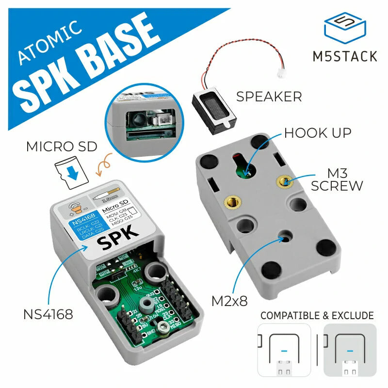 M5Stack ATOMIC højttalerefundament (NS4168) til ATOM-serien
