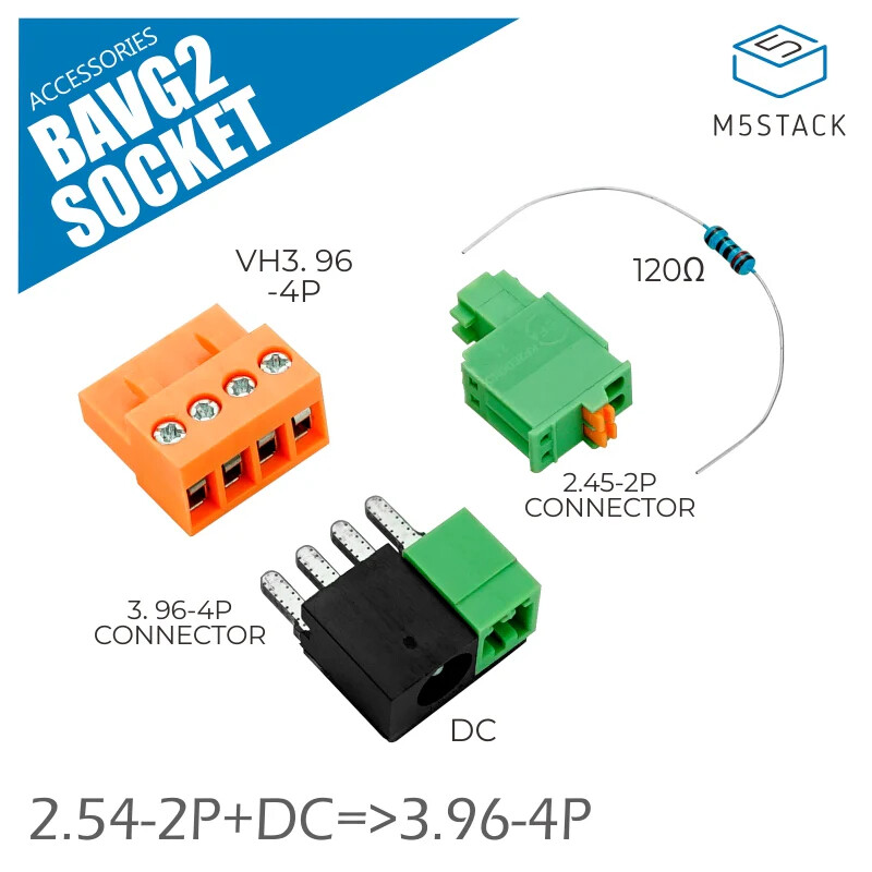 M5Stack BAVG2 Stik til RS485 2.54-2P terminal og DC strømindgang